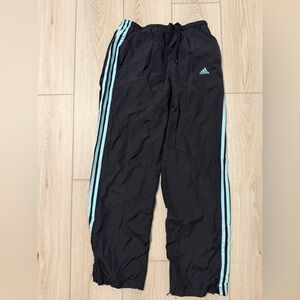 Adidas Kids Black Joggers with Blue Stripes